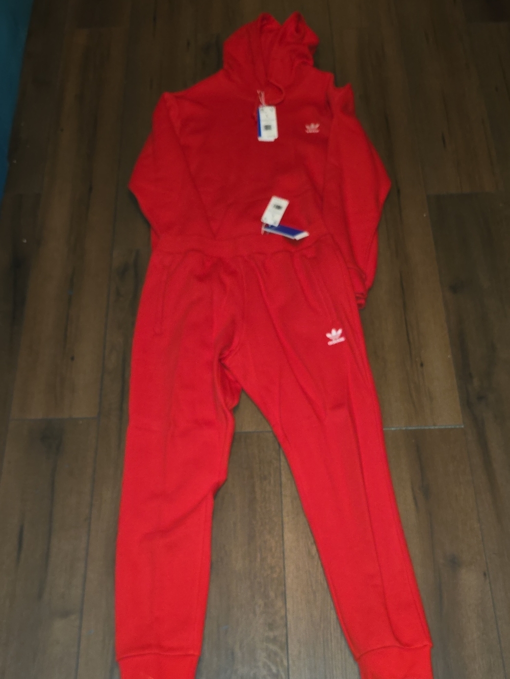 adidas Red Hooded Sweatshirt and Joggers Set
